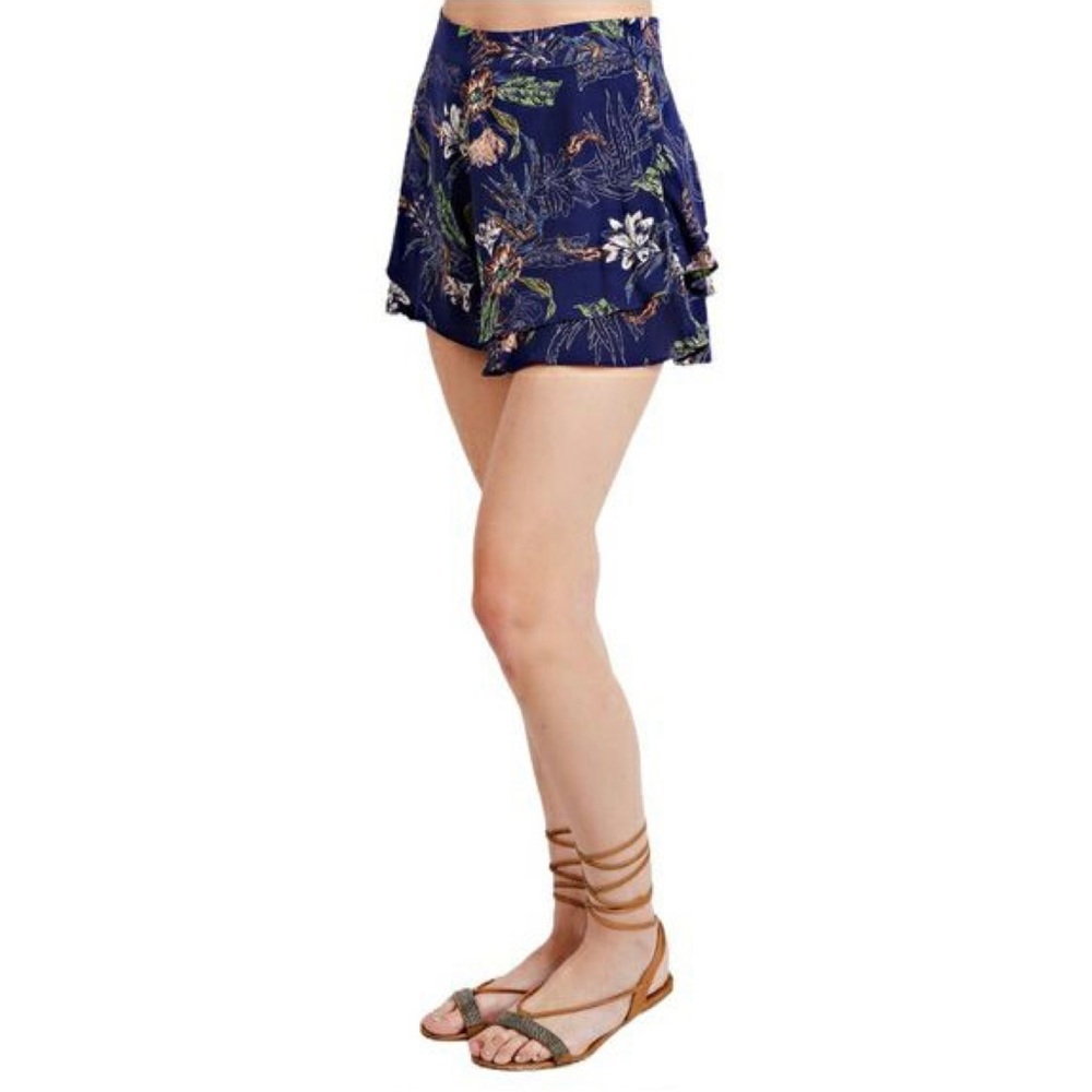 Solemio High Rise Floral Ruffle Shorts